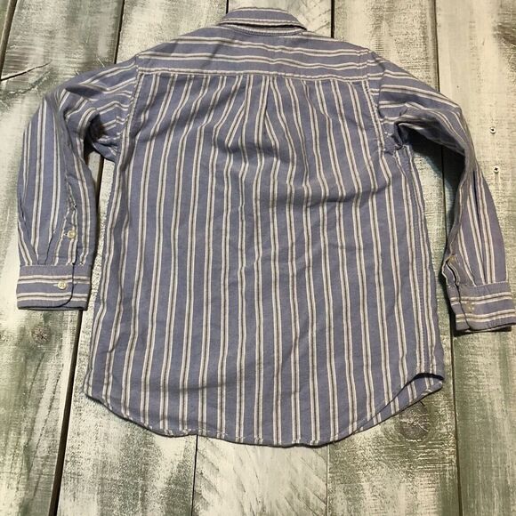 Polo Ralph Lauren Boy's size 7 button down Striped Shirt Blue Long Sleeve - Picture 10 of 11